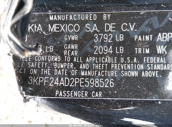 3KPF24AD2PE598526 2023 KIA FORTE Черный 