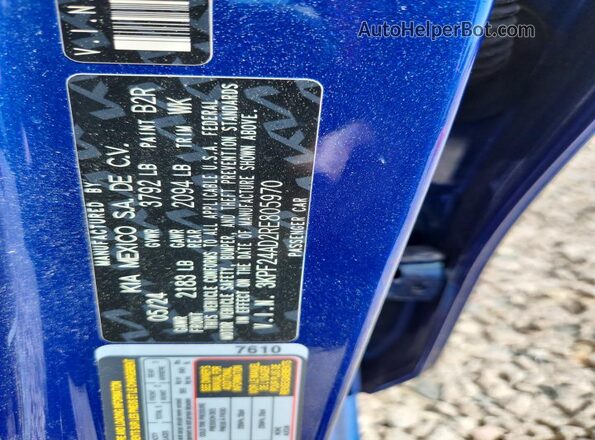 3KPF24AD2RE805970 2024 KIA FORTE Blue Widok naklejki z numerem VIN