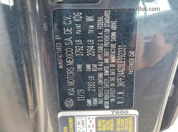 3KPF24AD3LE192331 2020 KIA FORTE Gray Engine compartment view