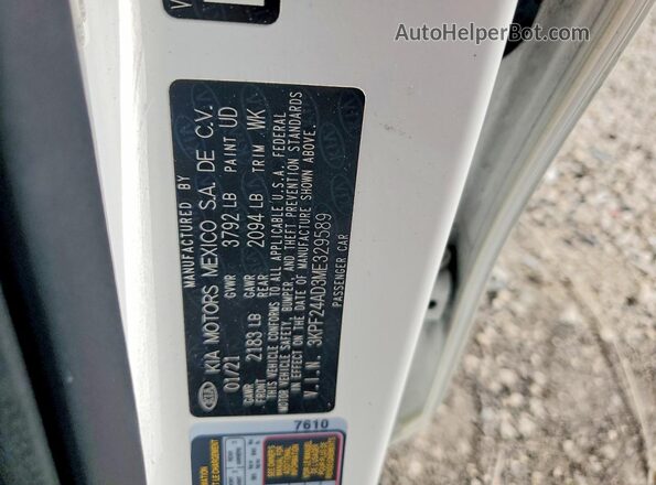 3KPF24AD3ME329589 2021 KIA FORTE Белый 