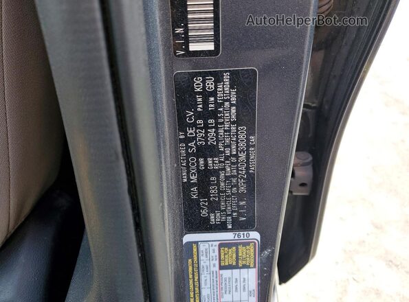 3KPF24AD3ME380803 2021 KIA FORTE Gray ძრავის განყოფილების ხედი