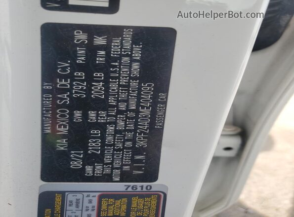 3KPF24AD3ME404095 2021 KIA FORTE Белый Вид подкапотного пространства