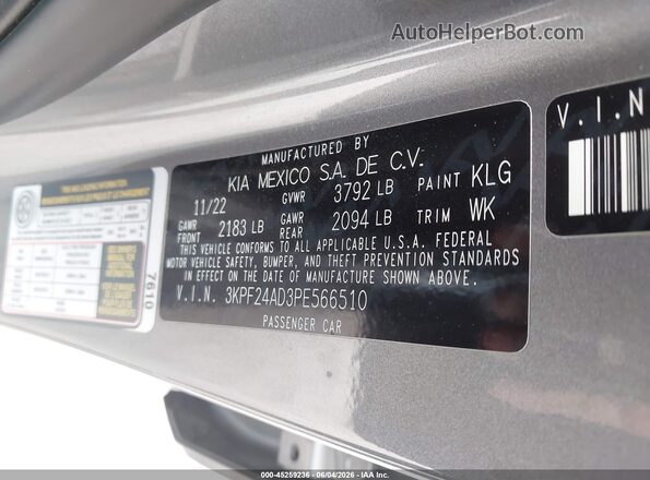 3KPF24AD3PE566510 2023 KIA FORTE Silver ძრავის განყოფილების ხედი