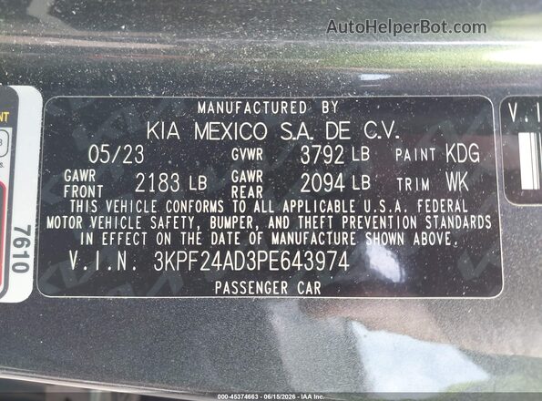 3KPF24AD3PE643974 2023 KIA FORTE Gray Widok komory silnika