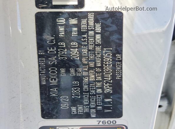 3KPF24AD3RE690571 2024 KIA FORTE White 