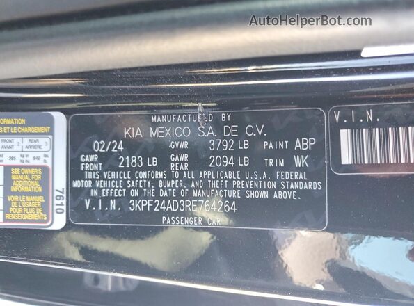 3KPF24AD3RE764264 2024 KIA FORTE Black 