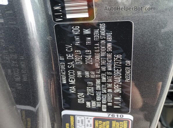 3KPF24AD3RE773756 2024 KIA FORTE Charcoal 