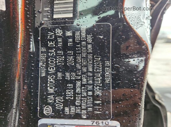 3KPF24AD4LE223747 2020 KIA FORTE Black Շարժիչի բաժամունքի տեսք