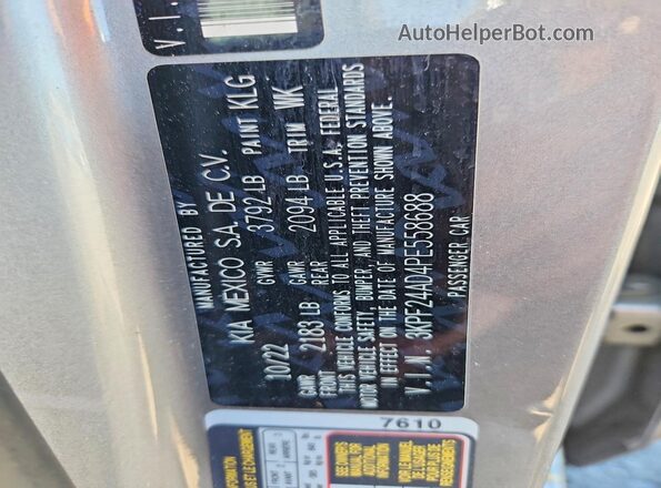 3KPF24AD4PE558688 2023 KIA FORTE Silver 