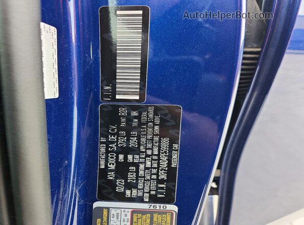 3KPF24AD4PE599886 2023 KIA FORTE Blue Вид наклейки з VIN-кодом