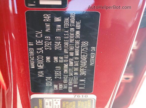 3KPF24AD4RE775788 2024 KIA FORTE Red Engine compartment view