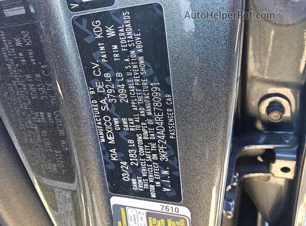 3KPF24AD4RE780991 2024 KIA FORTE Gray 