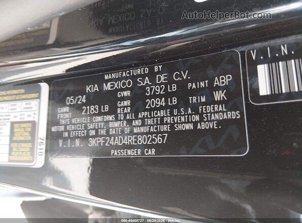 3KPF24AD4RE802567 2024 KIA FORTE Black Вид підкапотного простору