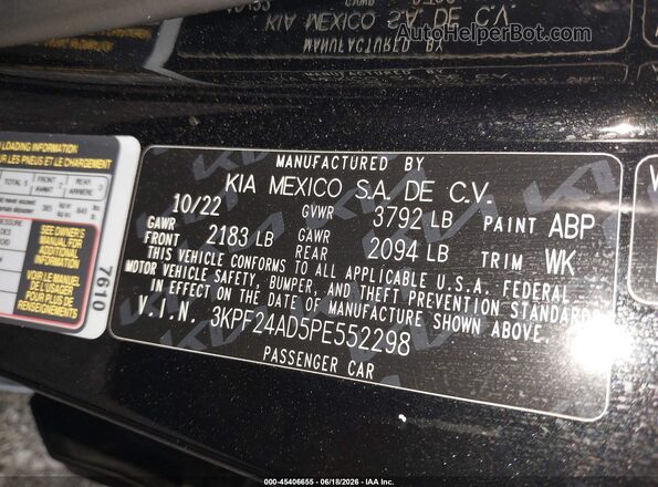 3KPF24AD5PE552298 2023 KIA FORTE Black Вид підкапотного простору
