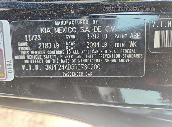3KPF24AD5RE730200 2024 KIA FORTE Черный Вид наклейки с VIN-кодом