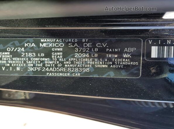 3KPF24AD5RE828398 2024 KIA FORTE Black 