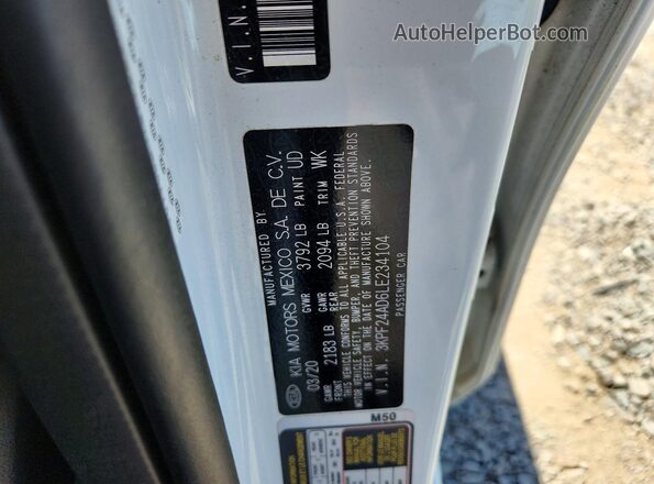 3KPF24AD6LE234104 2020 KIA FORTE White Vista del compartimento del motor