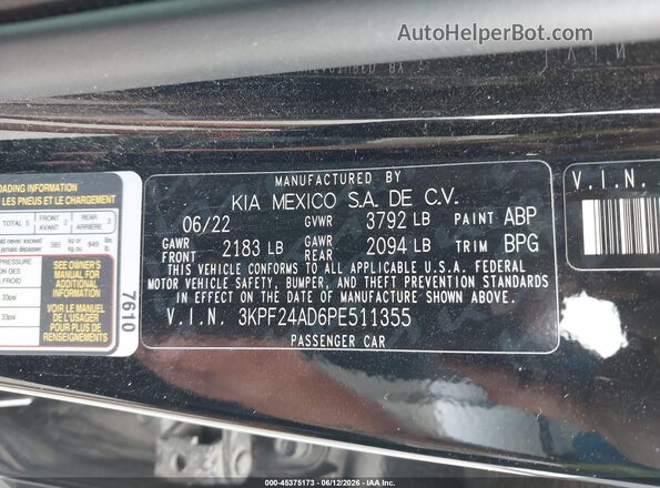 3KPF24AD6PE511355 2023 KIA FORTE Black Вид підкапотного простору