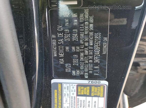 3KPF24AD6PE621855 2023 KIA FORTE Черный Вид наклейки с VIN-кодом