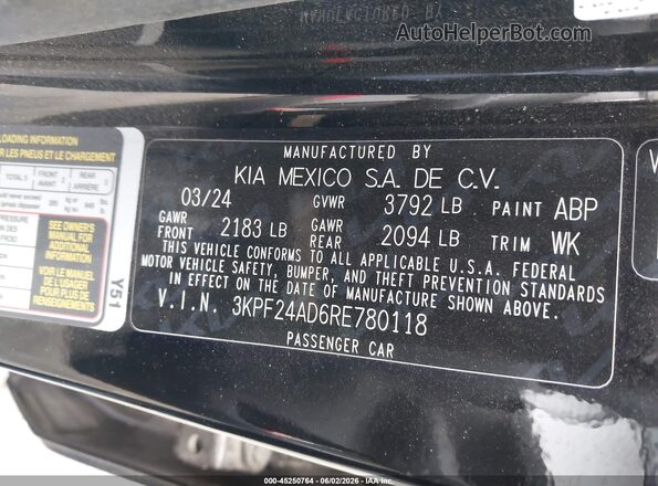 3KPF24AD6RE780118 2024 KIA FORTE Черный Вид подкапотного пространства