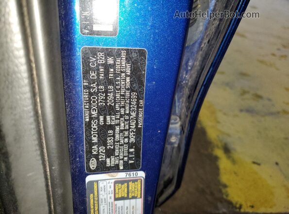 3KPF24AD7ME324699 2021 KIA FORTE Blue 