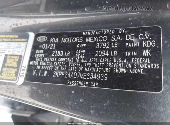 3KPF24AD7ME334939 2021 KIA FORTE Gray Widok komory silnika