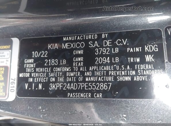 3KPF24AD7PE552867 2023 KIA FORTE Gray ძრავის განყოფილების ხედი