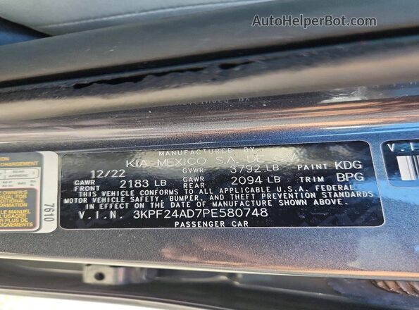 3KPF24AD7PE580748 2023 KIA FORTE Gray 