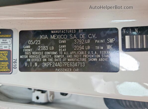 3KPF24AD7PE634713 2023 KIA FORTE Белый 