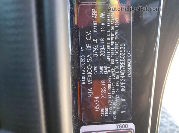 3KPF24AD7RE803535 2024 KIA FORTE Black 