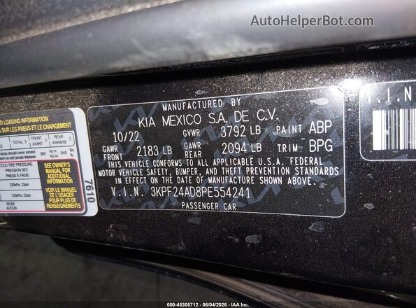 3KPF24AD8PE554241 2023 KIA FORTE Black Widok komory silnika