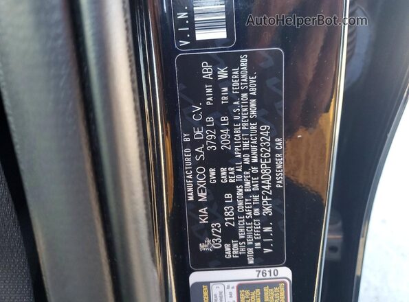 3KPF24AD8PE623249 2023 KIA FORTE Black Widok naklejki z numerem VIN