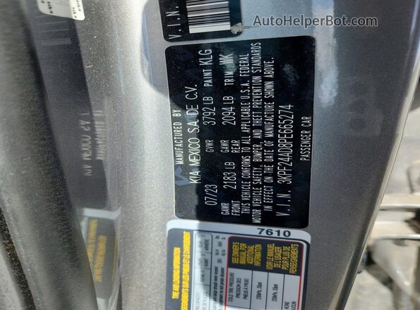 3KPF24AD8PE665274 2023 KIA FORTE Gray 