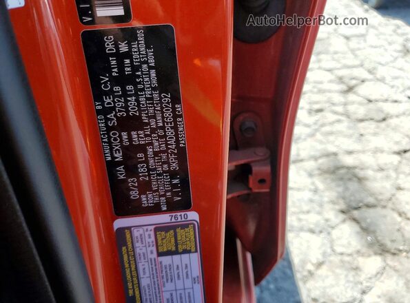 3KPF24AD8PE680292 2023 KIA FORTE Orange 