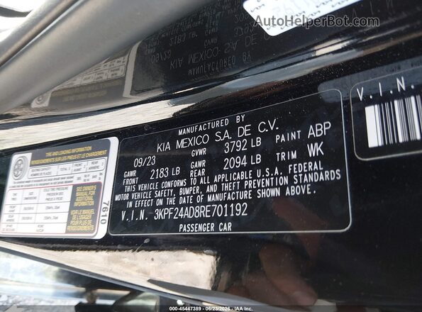 3KPF24AD8RE701192 2024 KIA FORTE Черный Вид подкапотного пространства