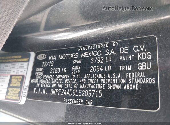 3KPF24AD9LE209715 2020 KIA FORTE Синий Вид спереди