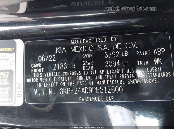 3KPF24AD9PE512600 2023 KIA FORTE Black Вид підкапотного простору