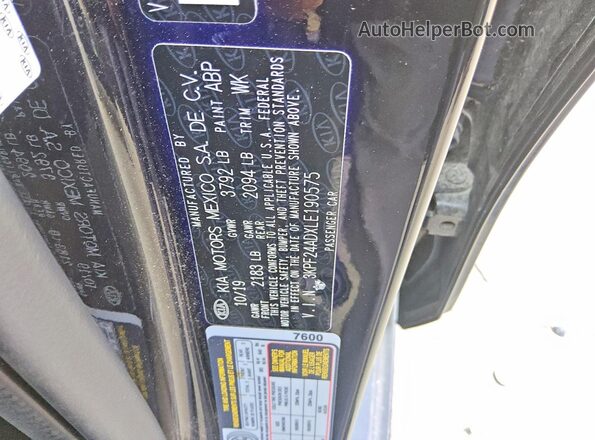 3KPF24ADXLE190575 2020 KIA FORTE Black 
