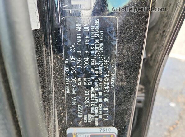 3KPF24ADXPE514260 2023 KIA FORTE Black 