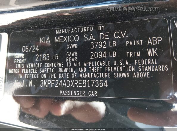 3KPF24ADXRE817364 2024 KIA FORTE Черный Вид подкапотного пространства