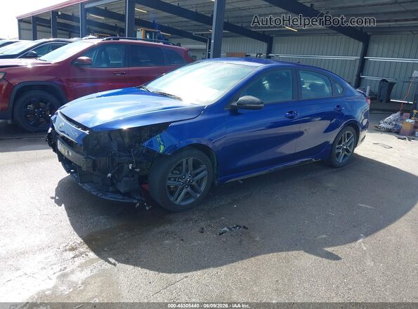 3KPF34AD1ME263749 2021 KIA FORTE Blue Առջևի ձախ երեք քառորդ տեսարան