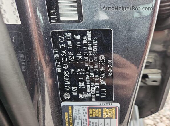 3KPF34AD5ME328280 2021 KIA FORTE Gray 