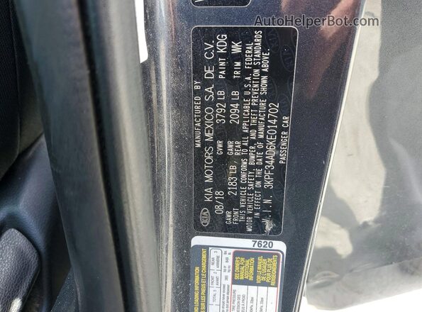 3KPF34AD6KE014702 2019 KIA FORTE Серый 