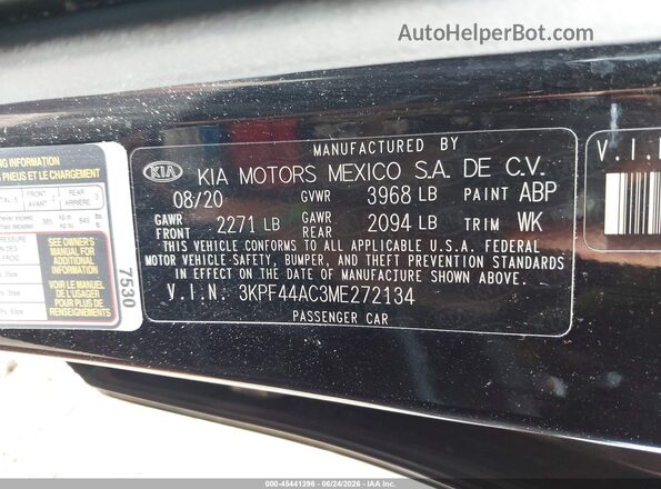 3KPF44AC3ME272134 2021 KIA FORTE Black Вид підкапотного простору