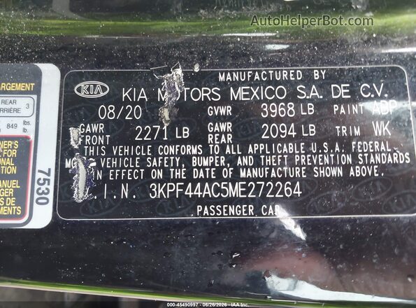 3KPF44AC5ME272264 2021 KIA FORTE Black Widok komory silnika