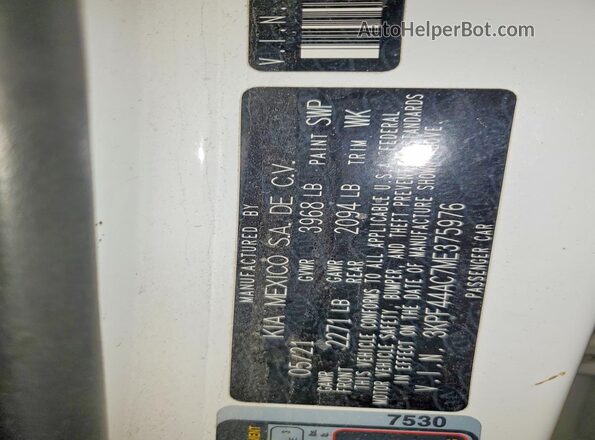 3KPF44AC7ME375976 2021 KIA FORTE Белый Вид подкапотного пространства