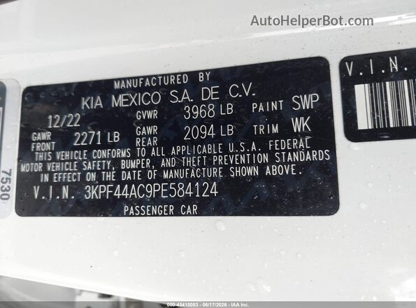 3KPF44AC9PE584124 2023 KIA FORTE White ძრავის განყოფილების ხედი