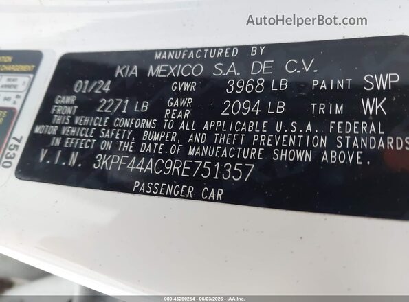 3KPF44AC9RE751357 2024 KIA FORTE White Շարժիչի բաժամունքի տեսք
