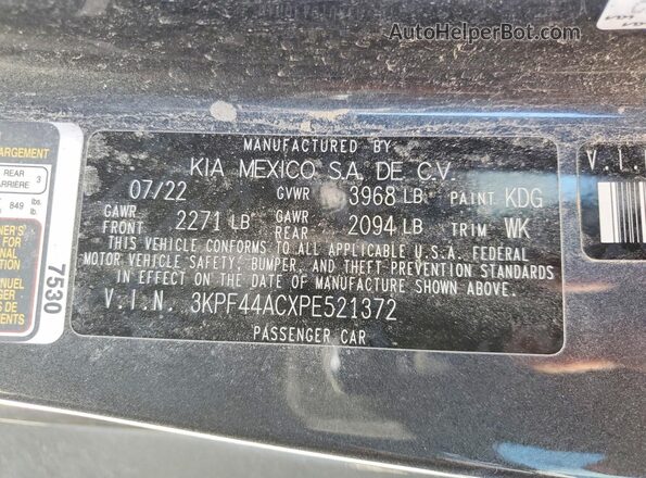 3KPF44ACXPE521372 2023 KIA FORTE Charcoal 