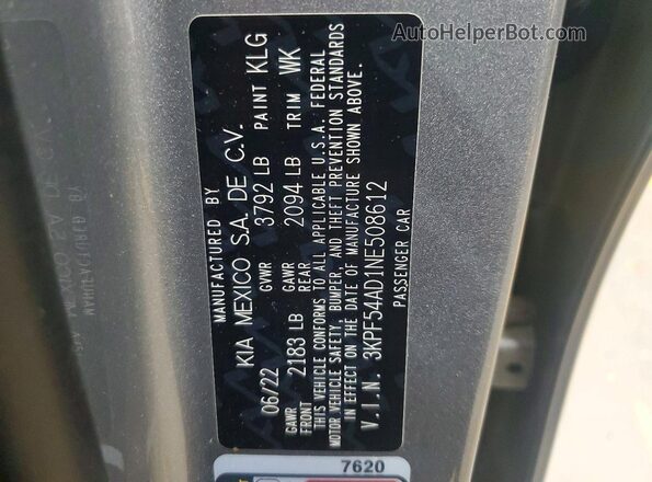 3KPF54AD1NE508612 2022 KIA FORTE Gray Widok komory silnika